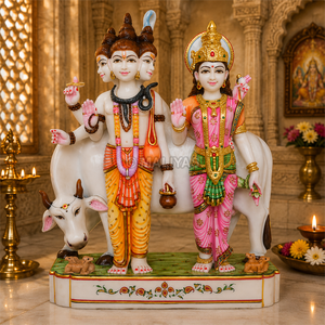 Handcrafted Marble Lord Dattatreya with Goddess Anagha Devi Statue | Premium White Marble Murti by MALIYAS Jaipur - Product Image 3