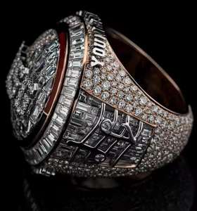 Iced Moissanite Dollar Sign <b>Ring</b> Sterling <b>Silver</b> Yellow White Gold Plating Unisex <b>Statement</b> Luxury Jewelry Nickel-Free Classic - Product Image 4