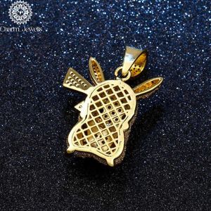 Charm_Jewells Colgante de Pikachu de Plata 925 con Moissanita, Corte Brillante Redondo, Engaste de Bisel, Chapado en Oro, Temática Hiphop, Regalo Unisex - Product Image 4