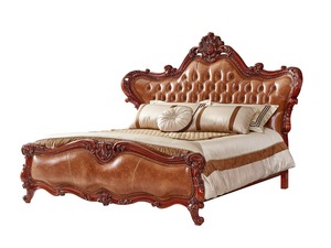 Lit king-size victorien en bois massif avec revêtement en velours capitonné, design élégant, ensemble de meubles de chambre à coucher - Product Image 3