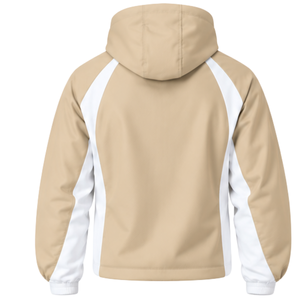 Beige White Hooded Tracksuit Set Full Zip <b>Jacket</b> <b>Straight</b> Leg Pants Custom Casual Athletic Training Sportswear Two Piece Set - Product Image 6