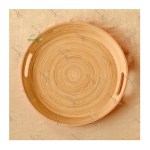 Plateau de service en bambou artisanal de luxe, motif bois, personnalisé, élégant, léger, écologique, finition peinte, pour restaurant - Product Image 1