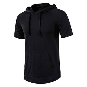 Sudadera con Capucha de Manga Corta para Hombre, Estampado Digital Personalizado, Bordado, Corte Regular, para Gimnasio y Entrenamiento, Poliéster/Algodón, Negra - Product Image 2