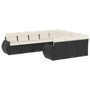 Conjunto de Sofás de Jardín Modernos, Grandes, Ajustables, con Patas de Ratán PE Negro, Estilo Contemporáneo - Product Image 2