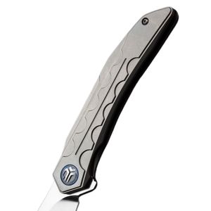 Couteaux pliants de luxe en acier Damas avec lame à motif ondulé artistique et manche métallique décoratif pour un usage quotidien en poche - Product Image 3