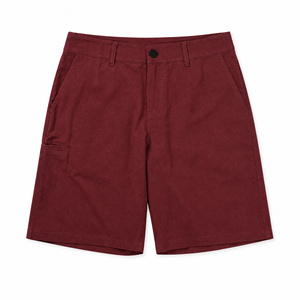 Shorts chino formels bordeaux pour homme, à braguette zippée, devant plat, taille mi-haute, poches, 100 % polyester, toile écologique - Product Image 1