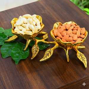 Tazón de Metal con Forma de Flor, Pulido, Ligero, No Tóxico, Ecológico, Tallado a Mano, Decorativo, Moderno, Dorado, para Fiestas - Product Image 3