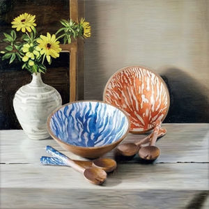 Couverts Émail Impression En Bois Bol De Service Cuillères Ensemble Nouveau Look Résine De Bois Durable Étalage Carton Emballage Bol De Service Cuillère Ensemble - Product Image 1