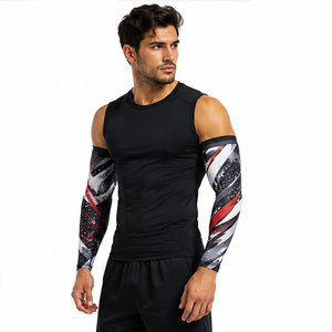 Mangas de compresión personalizadas para hombre, transpirables, elásticas, para deportes, correr, ciclismo, entrenamiento físico, protección y soporte atlético. - Product Image 1