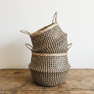 Cesta Plegable de Seagrass Tejida a Mano con Tapa para Decoración del Hogar, Macetas y Lavandería - Product Image 1