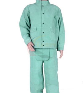 Veste de travail en cuir de vachette marron, vêtements de sécurité pour la soudure, avec pantalon, protection durable des mains - Product Image 4