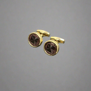 Benon Luxury Prism Textured Gold Plated Cufflinks for Men | Elegant Enamel Inlay Formal Shirt Cuff Links | Wedding Party Gift - Product Image 1