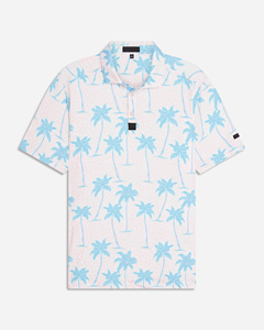 Polo de Manga Corta para Hombre con Estampado de Palmeras, Corte Regular, Informal, de Popelina de Algodón, Diseño Transpirable - Product Image 1