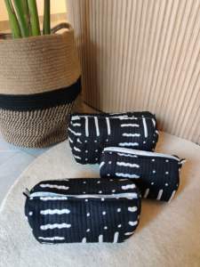 Ensemble de trousses de toilette matelassées en coton, trousse de maquillage florale 3 pièces, trousses de toilette Yin Yang (lot de 3) - Product Image 2