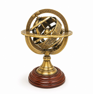 <b>Antique</b>-style engraved brass armillary globe with integrated horizon ring and <b>compass</b>, available at wholesale prices. - Product Image 5