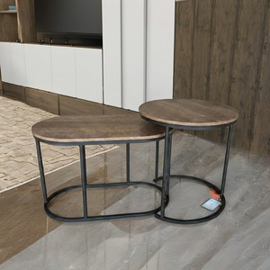 Table basse moderne mobile en métal et bois, revêtement poudré, haute qualité, ODM, pour salon domestique - Product Image 1