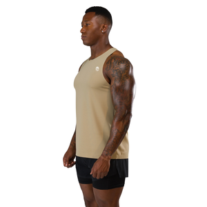 Camiseta sin mangas para hombre, color arena, estilo casual, para gimnasio, entrenamiento, fitness, deportes, OEM, al por mayor - Product Image 3