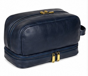 Gravs Premium Genuine Leather Travel <b>Bag</b> Zipper Candy Dual Compartment Vintage Style Eco-Friendly Durable Soft Handle Cosmetic - Product Image 4