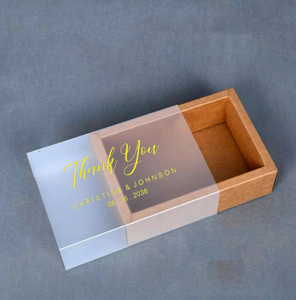 Semi-Clear Frosted PVC Sleeve Drawer <strong>Box</strong> with Custom Hot Stamp Logo for Wedding Party Gift Packaging - Product Image 2
