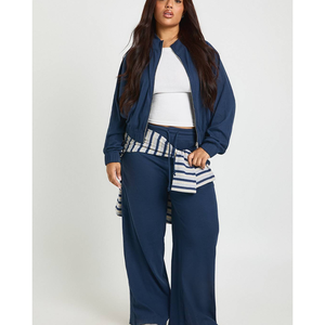 Custom Design Fashion Women Tracksuit Academic High Waist Workout Clothes for Fitness Gym Matching <b>Set</b> Solid Cotton 2PCS Suit - Product Image 4