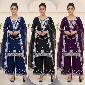 Ensemble de costume palazzo brodé de sequins en georgette pour femme – Tenue ethnique haut de gamme pour fêtes et occasions traditionnelles - Product Image 5
