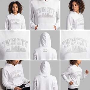 Sudadera con Capucha Blanca para Mujer Twin City con Estampado de Logotipo Frontal, Corte Regular, para Otoño - Product Image 6