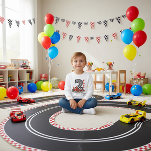 T-shirt blanc à manches longues pour garçon de 2 ans, Two Fast 2Nd Birthday Boy Racing Car - Product Image 3