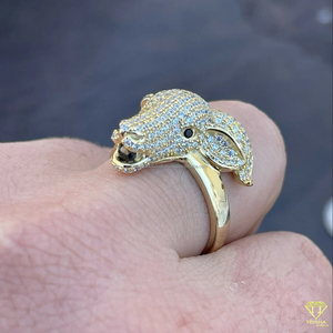 Bague Tête d'Animal de Luxe avec Diamant Moissanite Rond Entièrement Sertie Or Rose 3D Style Hip Hop Bijou Tendance - Product Image 6