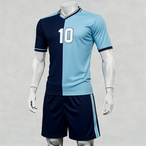 Uniforme de rugby sublimado con cuello en V azul marino para hombre, conjunto de manga corta de secado rápido, número 10, corte atlético para adulto - Product Image 1