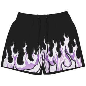 Men's Basketball Shorts Casual Workout Athletic Shorts <b>Mesh</b> Flame Graphic Print Running Short <b>Pants</b> - Product Image 1