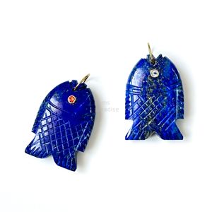 Pendentif Poisson en Lapis Lazuli AAAA, Collier en Argent 925 Fait Main avec Pierre Précieuse, Breloque en Cristal de Guérison Sculptée à la Main, Bijou de Luxe Tendance - Product Image 2