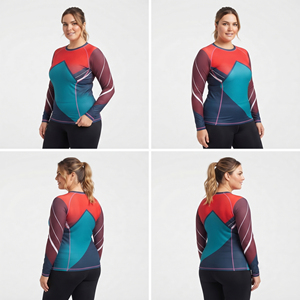 T-shirt de compression imprimé personnalisé grande taille pour le yoga et le fitness, T-shirt de protection anti-UV à col rond, T-shirt de sport imprimé pour femme, sous-vêtement technique - Product Image 6
