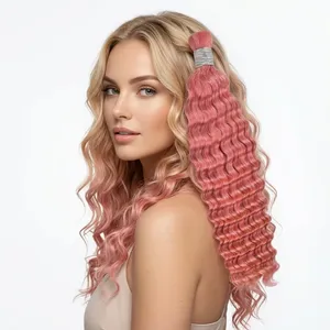 Extensiones de Cabello Humano Ondulado Rosa, Remy Indio, Largo, Suave, Sedoso, Natural, Tamaño Personalizado, Base de Seda, Doble Trama - Product Image 5