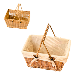 Eco-Friendly Wicker RATTAN <b>Storage</b> <b>Basket</b> with Metal Frame and Cotton Liner Home Organizer <b>Basket</b> - Product Image 1
