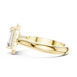 Anillos Clásicos de Compromiso, Boda y Aniversario con Halo, Diamante Cultivado en Laboratorio de Corte Esmeralda de 2 CT E VS1, Anillo de Oro Sólido de 14K - Product Image 4