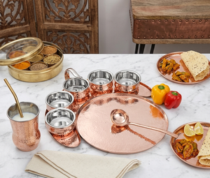 Juego de Vajilla Tradicional al por Mayor, Más Vendido, Precio Económico, Juego de Vajilla de Cobre de Alta Calidad, Majestuoso Juego de Thali, Vajilla India - Product Image 1
