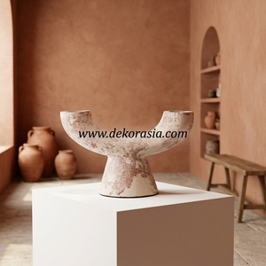 Vase Arche en Terre Cuite Rustique Tallo en Forme de U, Porte-Bougie Artisanal en Céramique, Urne Décorative de Table, Vente en Gros - Product Image 3