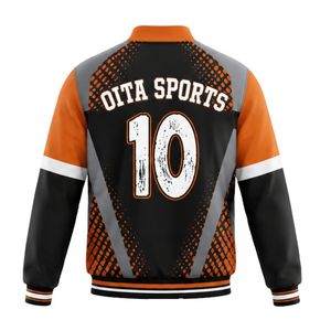 Orange Black White <b>Baseball</b> <b>Jacket</b> Full Zip Long Sleeve Team Uniform Lightweight Comfortable Sportswear - Product Image 2