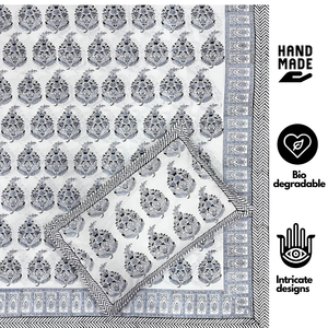 Parure de lit plate en pur coton Jaipur, imprimée à la main, teintures non toxiques, 108x90, 200TC, 3 pièces, douce, durable, écologique, lavable en machine - Product Image 2