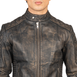Nayab Industries Unisex Distressed Brown Genuine Leather Vintage Style Coated Breathable <b>Biker</b> <b>Jacket</b> Classic Fashion Waterproof - Product Image 6