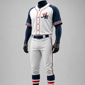 Uniforme de baseball personnalisé pour hommes, blanc, marine, rouge, polyester respirant, service OEM, ensemble maillot et pantalon pour équipe adulte - Product Image 6