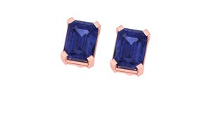 Pendientes de Oro Blanco Sólido de 14k y 18k con Zafiro Azul Natural en Forma de Baguette para Bodas y Fiestas, Joyería Fina, Regalo, Venta al Por Mayor - Product Image 2
