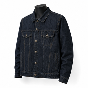 Chaqueta de Mezclilla Indigo Oscuro Personalizada para Hombre, Chaqueta Clásica de Algodón, Fabricante Mayorista OEM ODM - Product Image 3