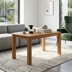 Modern Rectangular <b>Solid</b> <b>Wood</b> Coffee Table Elegant Straight Leg Wooden Accent Table For Rustic Home Setup Art Design Pure Art - Product Image 4