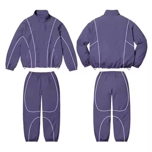 Wholesale Price Men Jogging Tracksuit Plain Poly Color Block Windbreaker Collar Jacket Zipper <b>Upper</b> Athletics Wear - Product Image 6