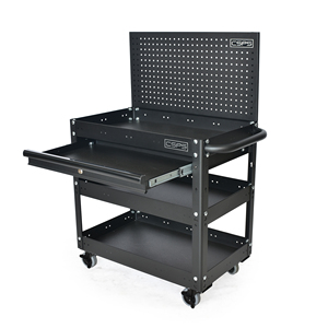 Wholesale 3 Tier Matte Black Powder Coated Steel Mobile Utility <b>Cart</b> for Workshop Garage Use - Product Image 6