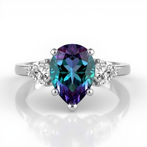 Lab Grown Diamond Alexandrite Engagement <b>Ring</b> 10K White Gold <b>Ring</b> <b>Fine</b> Jewelry Custom Jewelry OEM Manufacturer - Product Image 4