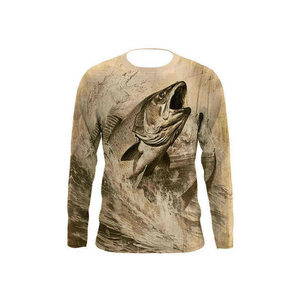 Chemise de pêche à manches longues pour homme avec imprimé poisson, séchage rapide, UPF 50, polyester, pull-over - Product Image 1