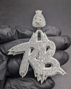 Customized <b>Initial</b> Name Letter <b>Pendant</b> VVS Moissanite Diamond 925 <b>Silver</b> Heavy Charm Hip Hop <b>Pendant</b> - Product Image 1
