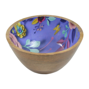 Tazón de Madera para Servir con Acabado Esmaltado, Diseño Decorativo, Forma Redonda, Tazón para Guardar Frutas - Product Image 6